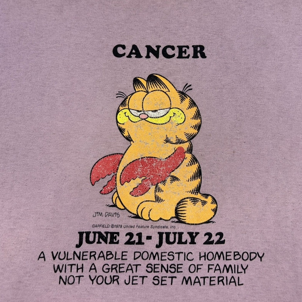 80s Flirts Garfield Cancer Zodiac Nightgown Women OS Purple Vintage Sleep Shirt